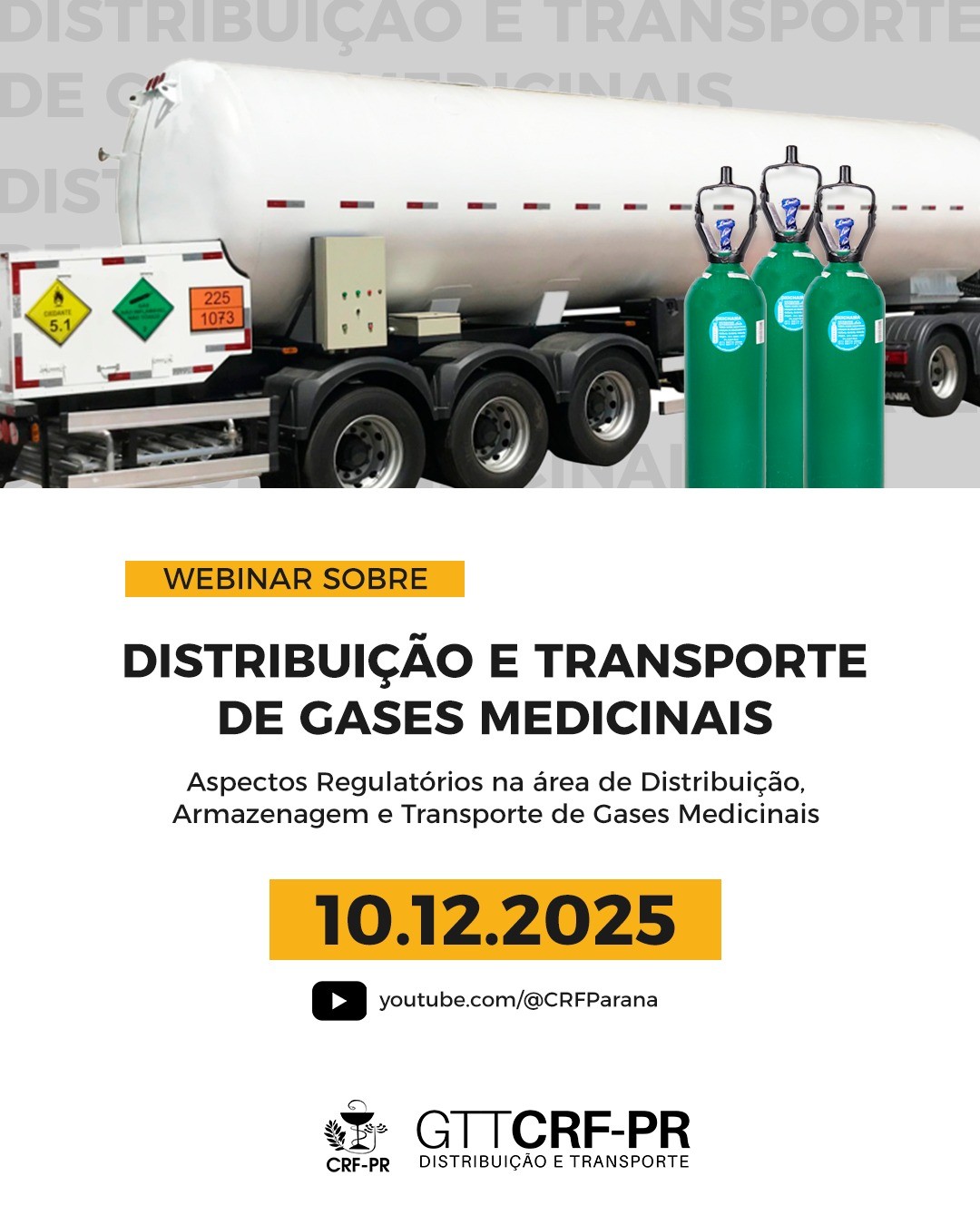 Webinar sobre Distribuição e Transporte de Gases Medicinais